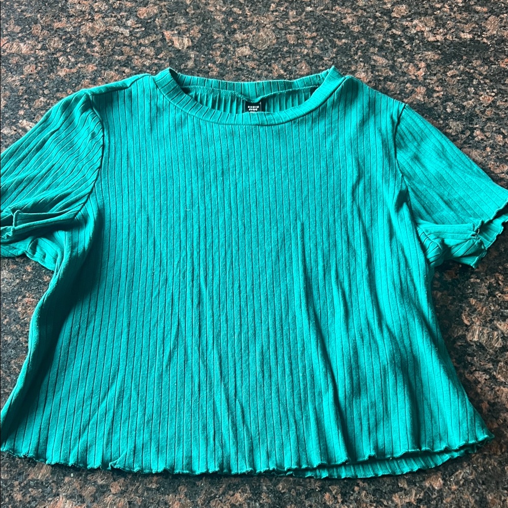 Shein Women’s Ribbed Short-Sleeve Top in Teal 3XL